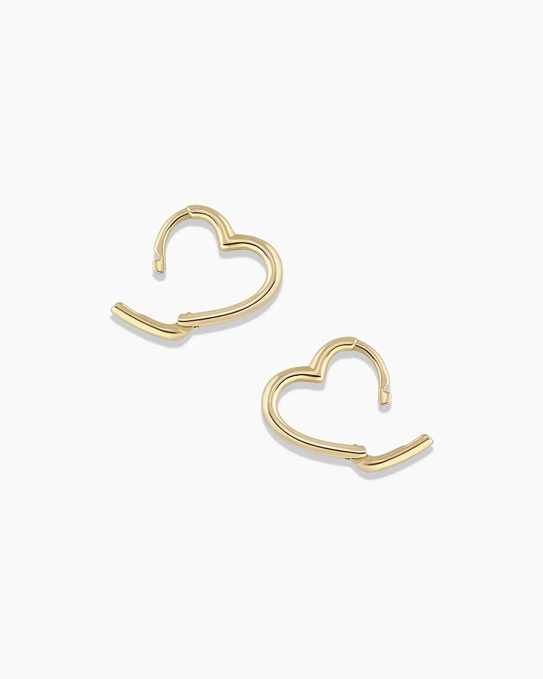 14k Gold Mini Open Heart Huggies