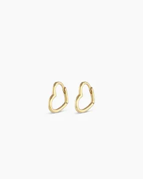 14k Gold Mini Open Heart Huggies