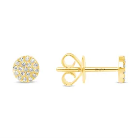 14K Gold Pave Diamond Circle Studs