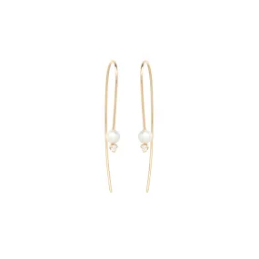 14k Pearl & Diamond Wire Earrings