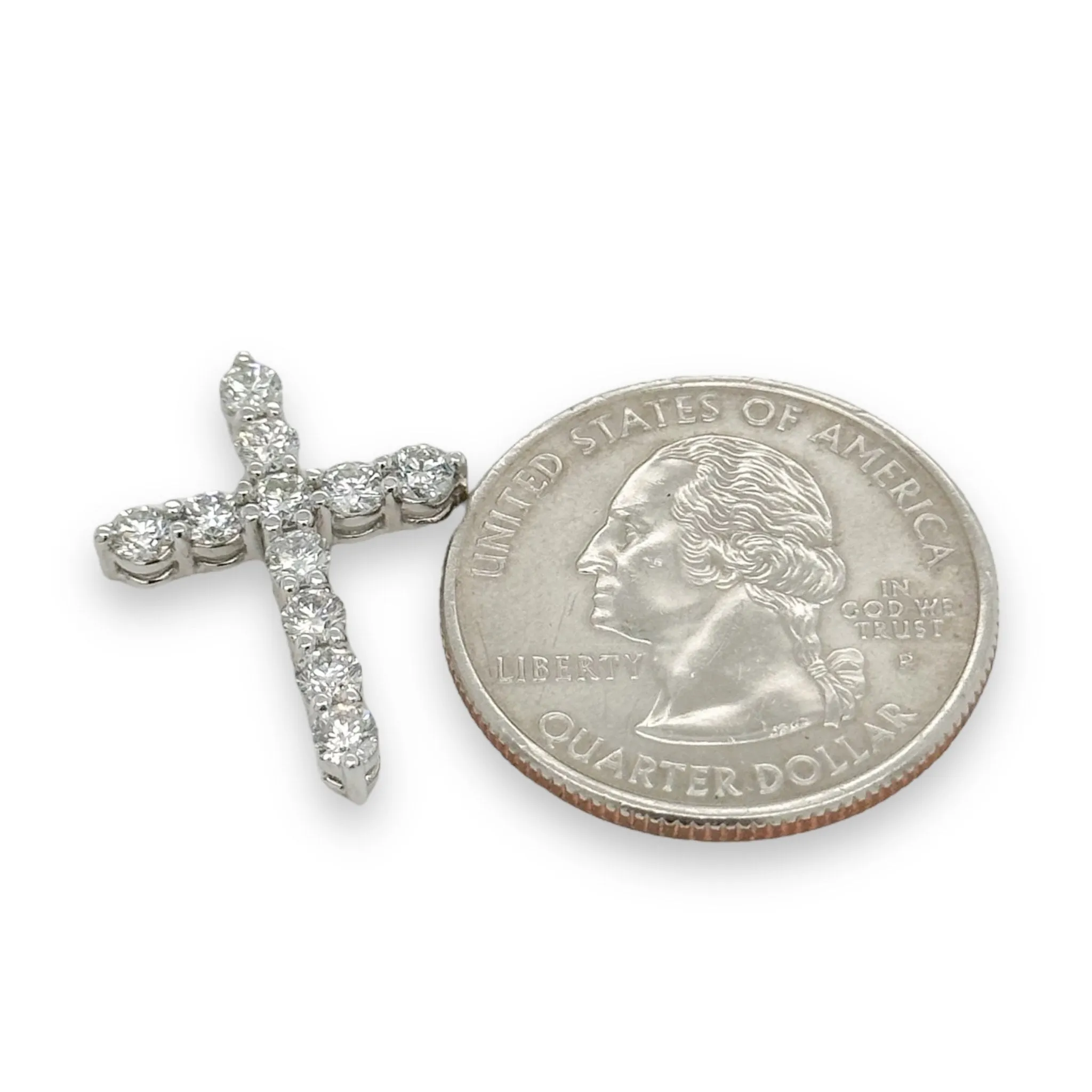 14K W Gold E/VS1 1.50ctw Lab-Created Diamond Cross