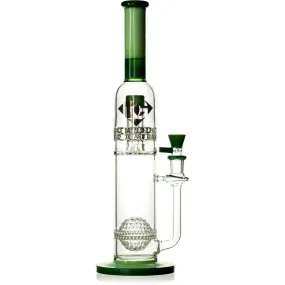 16 Showerhead Ratchet Perc Honeycomb Bong, by Diamond Glass