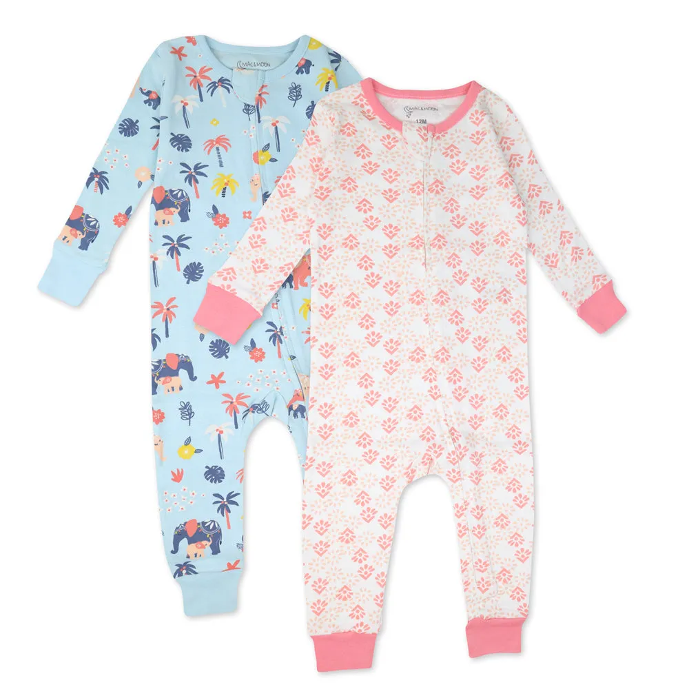 2-Pack Organic Cotton Pajamas in Elephant Bloom Print