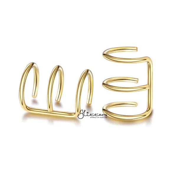 316L Surgical Steel Triple Lines Ear Cuffs - Non Piercing | Minimalist Ear Cuffs