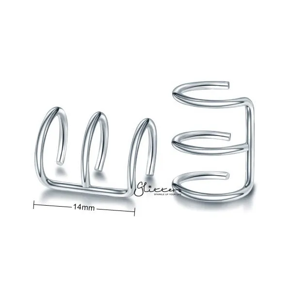 316L Surgical Steel Triple Lines Ear Cuffs - Non Piercing | Minimalist Ear Cuffs