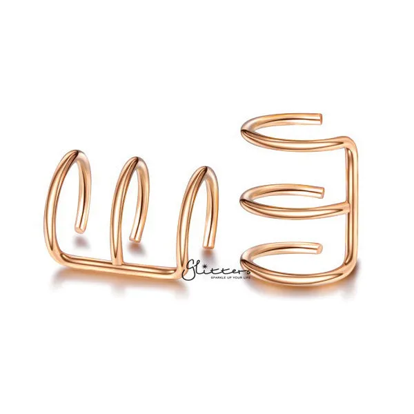 316L Surgical Steel Triple Lines Ear Cuffs - Non Piercing | Minimalist Ear Cuffs