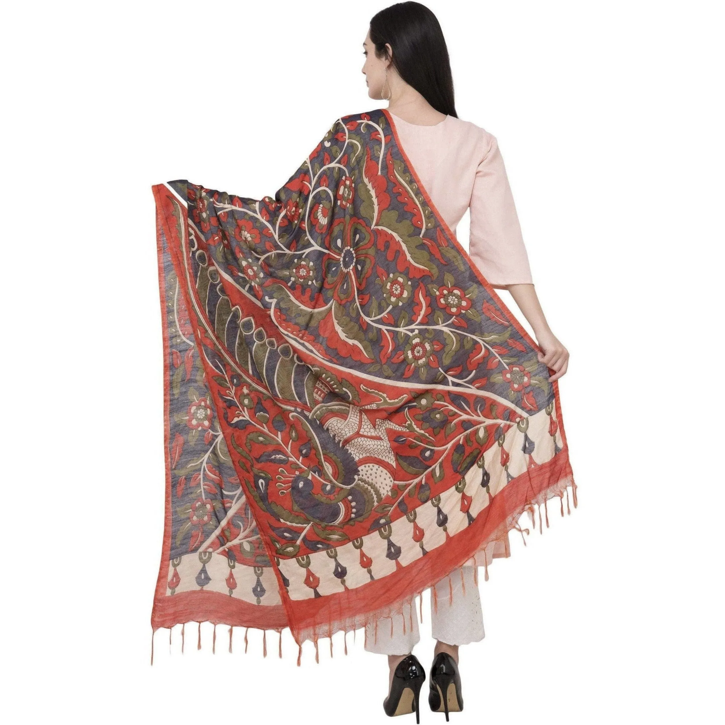 A R Silk Modal Kalamkari Print Dupatta