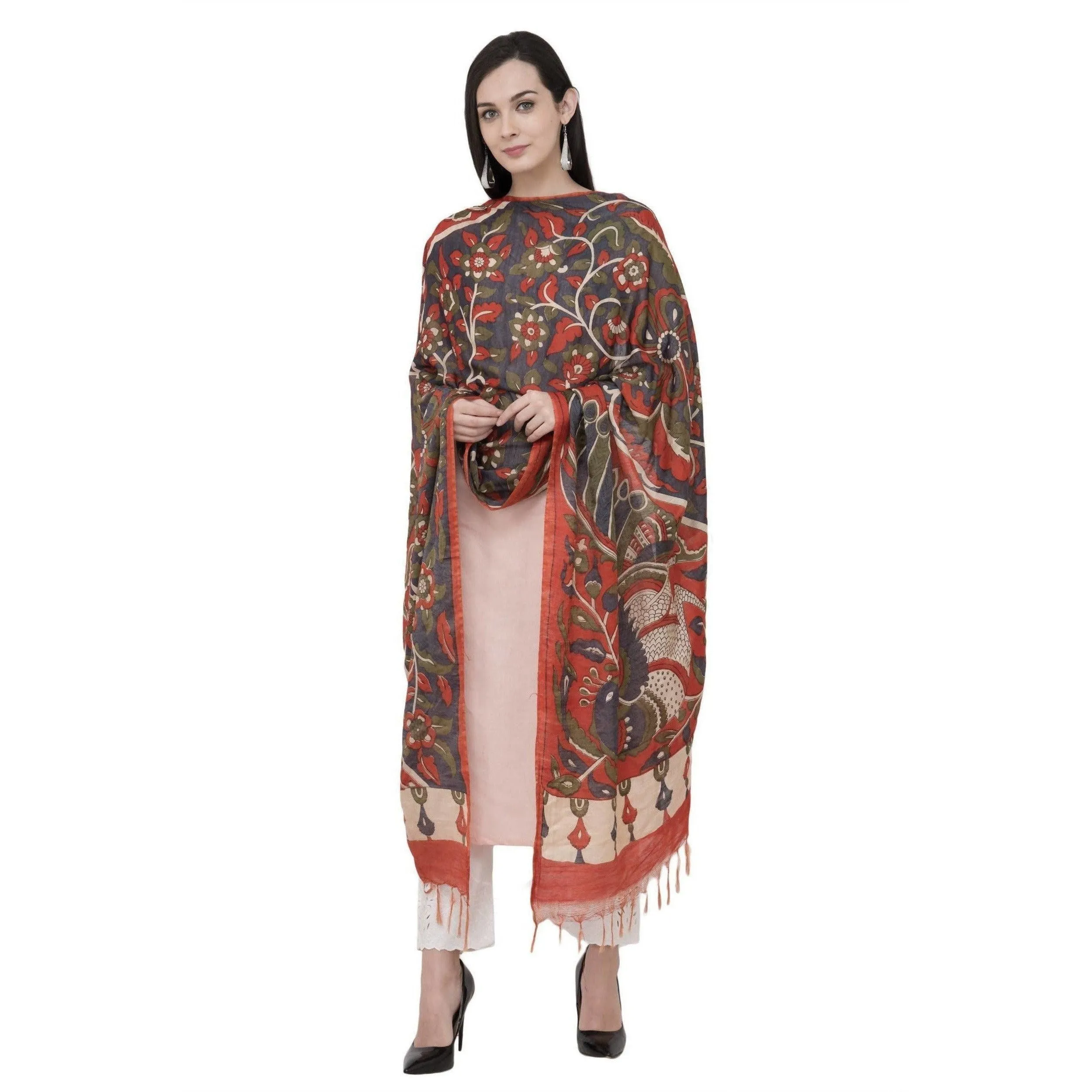 A R Silk Modal Kalamkari Print Dupatta