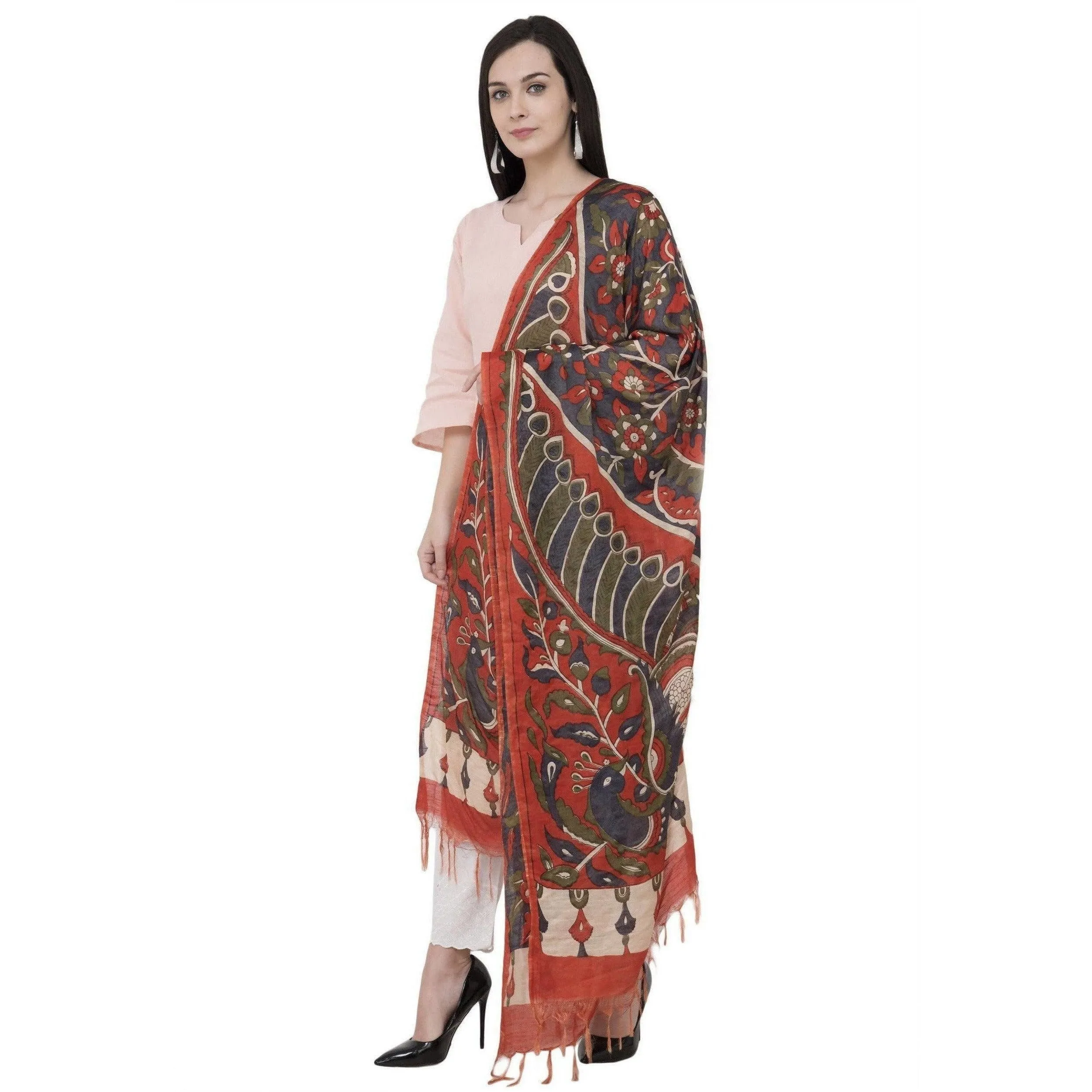 A R Silk Modal Kalamkari Print Dupatta