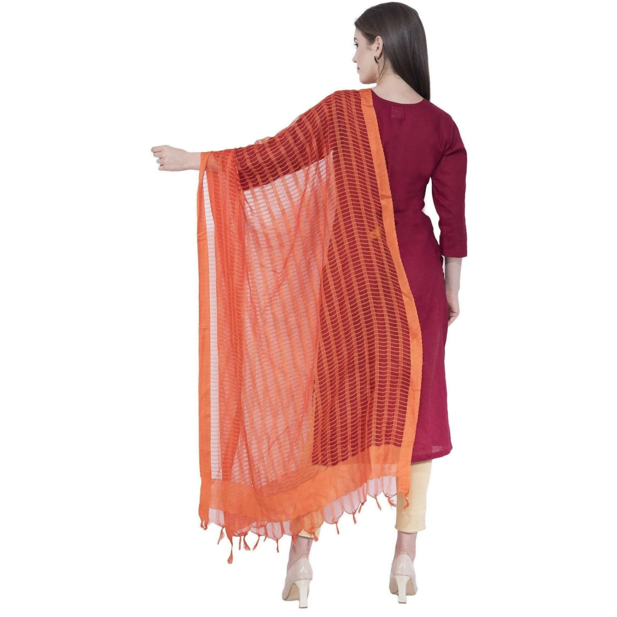 A R Silk Orange Color Regular Dupattas and Chunnis