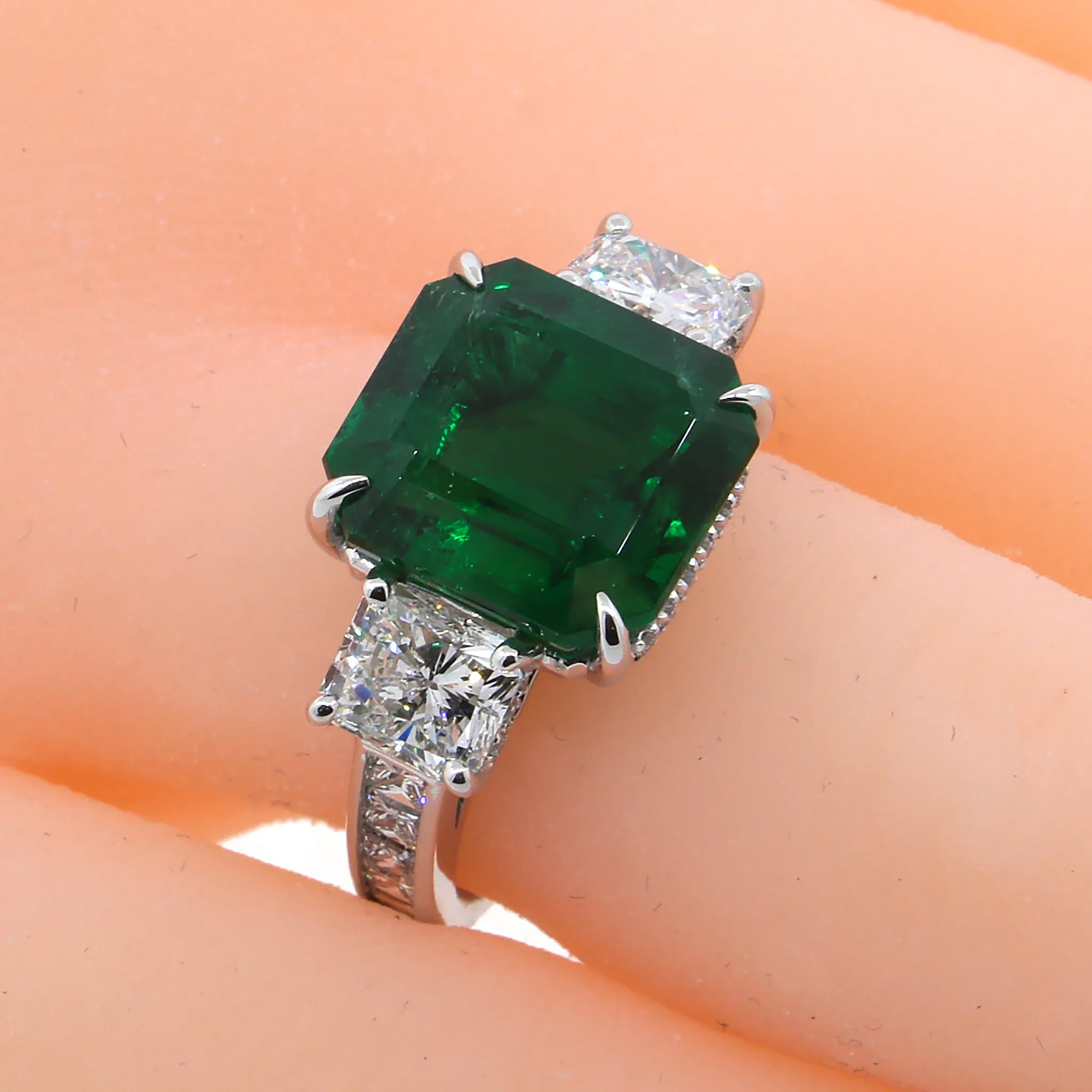 AGL Certified Emerald Ring with Diamonds