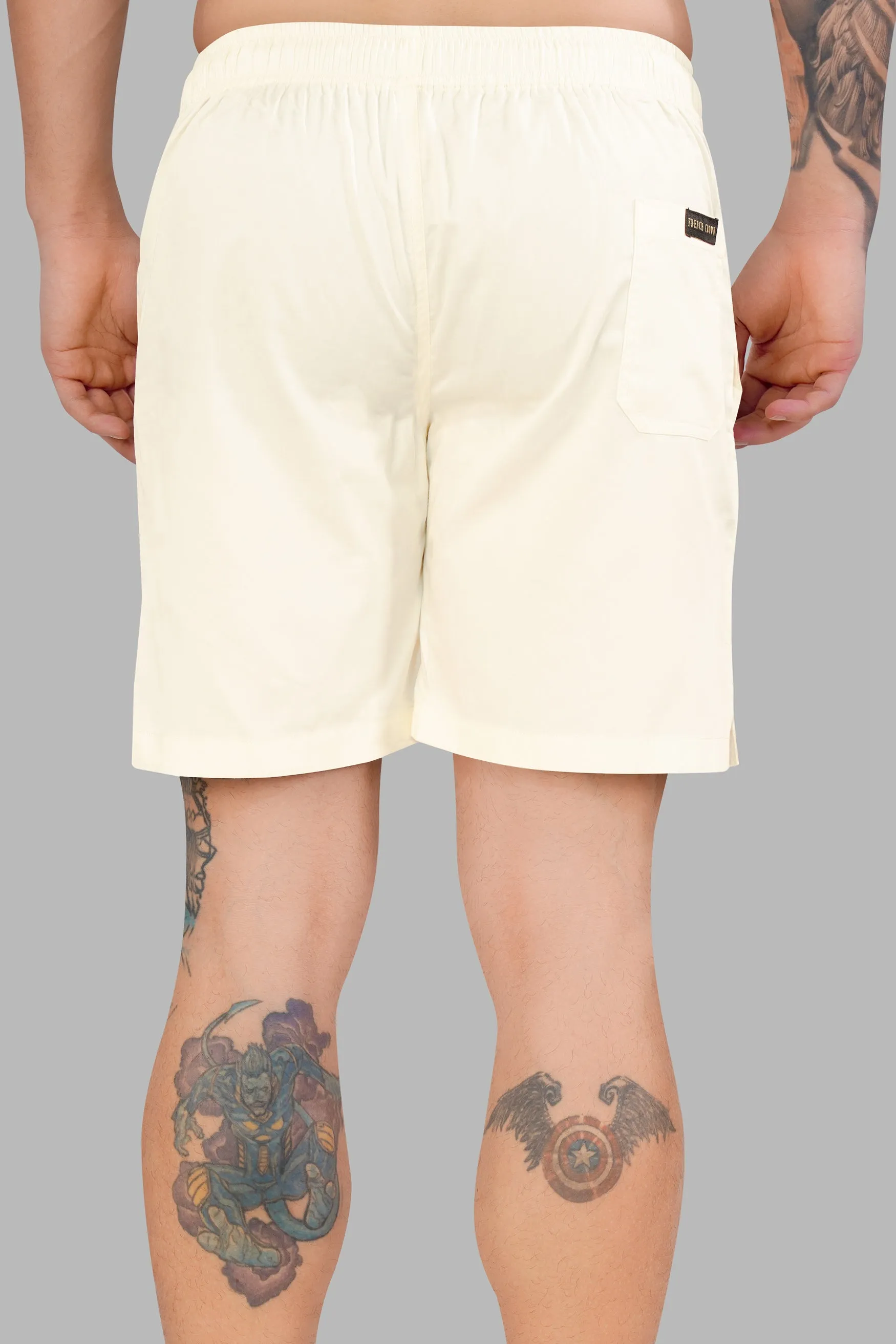 Albescent Cream Subtle Sheen Super Soft Premium Cotton Shorts