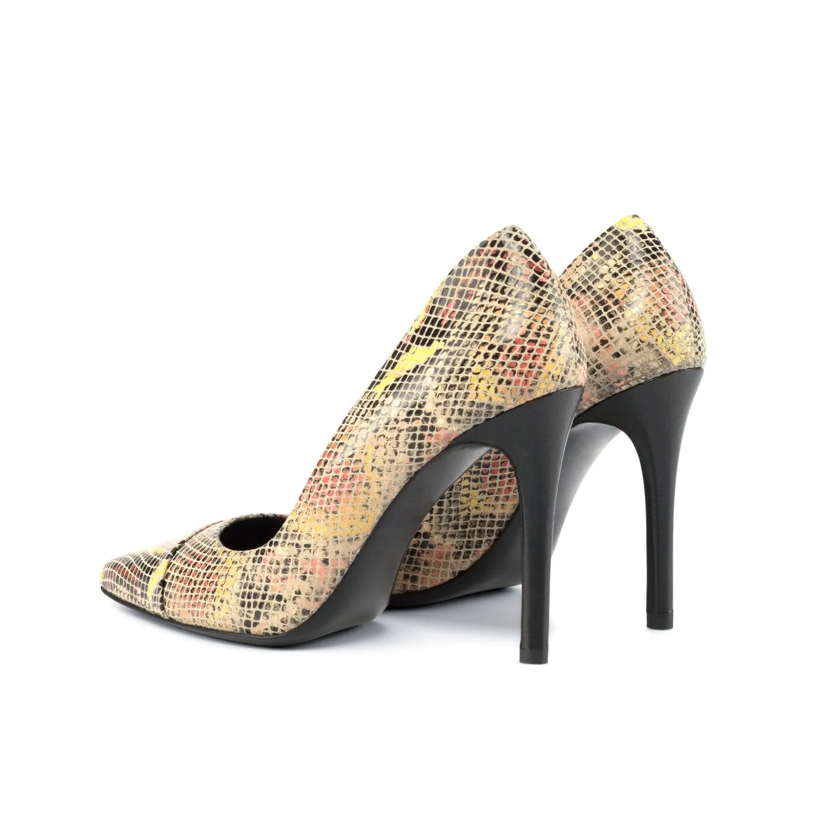 Ambrogio Bespoke Custom Women's Shoes Red Exotic Cascabel Snake-Skin Milan Pumps (AMBW1113)