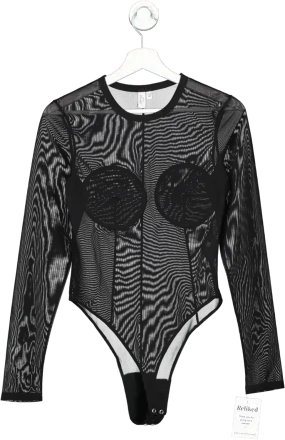 & Other Stories Black Mesh Bodysuit UK XS