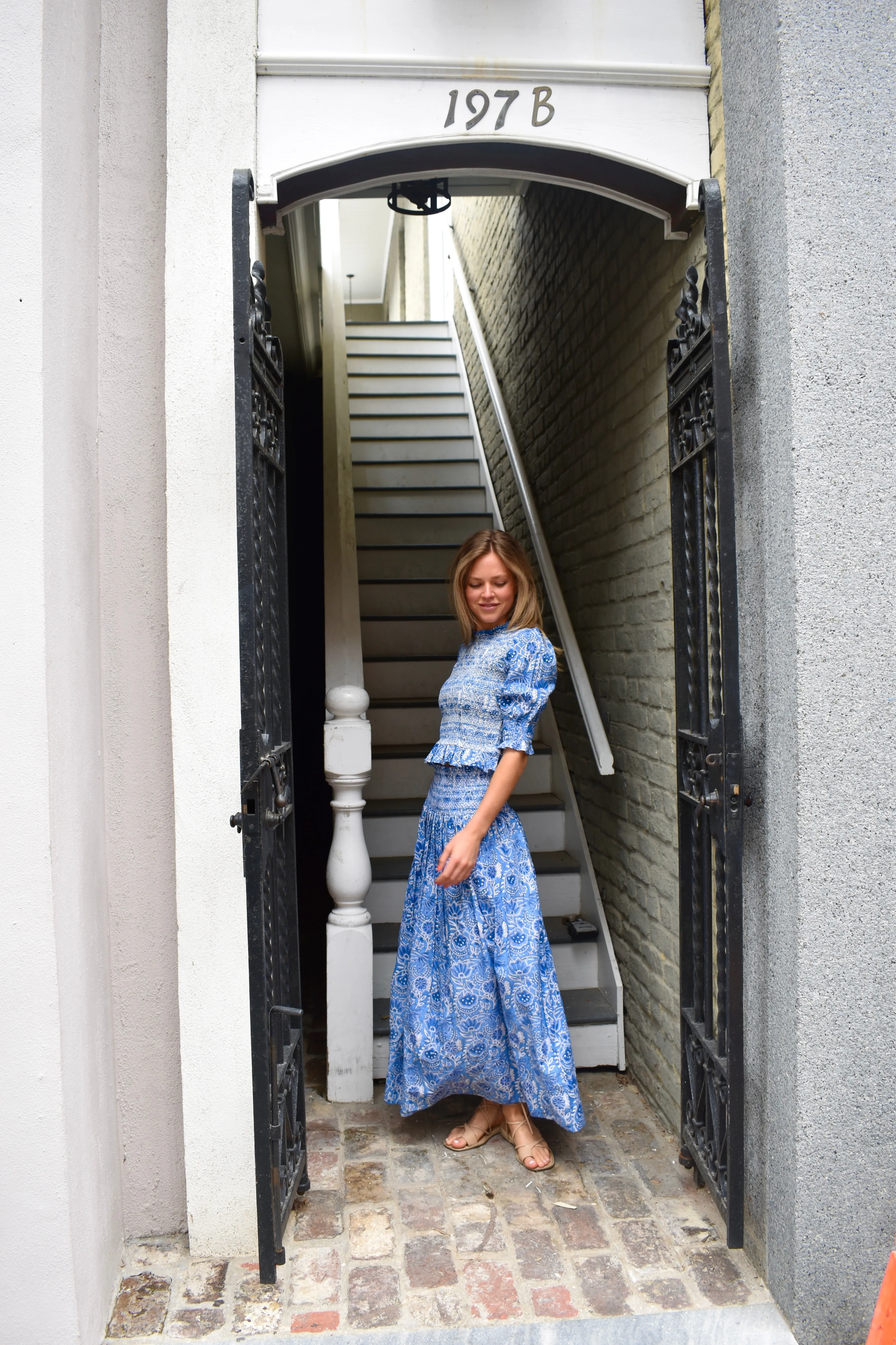 Annie Smocked Top Ocean Blue Floral