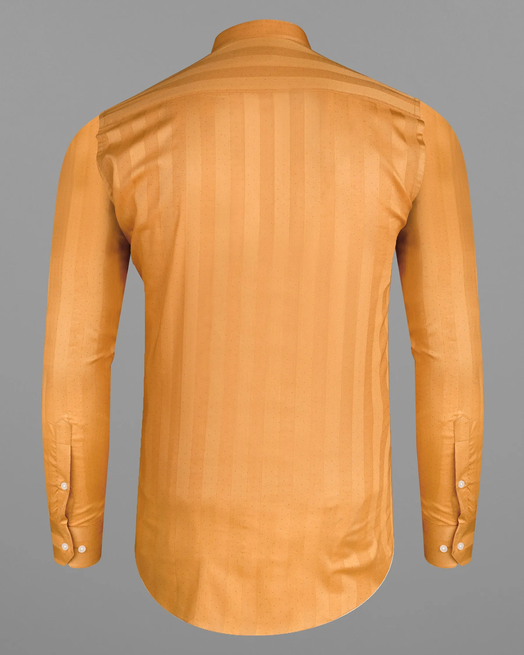 Atomic Tangerine Orange Striped Dobby Textured Premium Giza Cotton Shirt