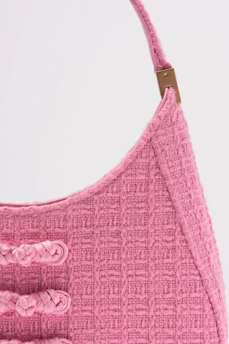 BABY PINK TWEED MINI TOP HANDLE BAG