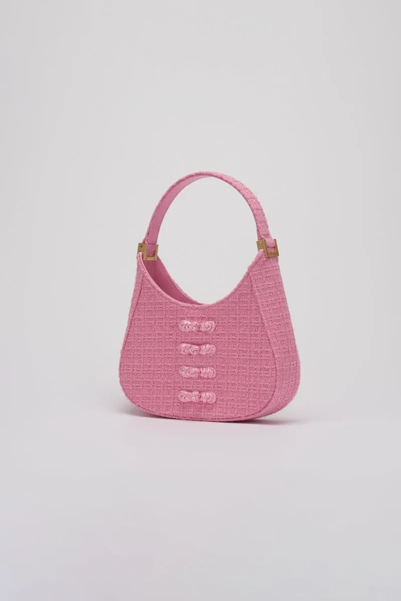 BABY PINK TWEED MINI TOP HANDLE BAG