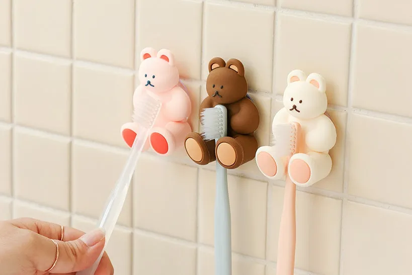 Bear Characters Toothbrushes Holders Teeth Dental Care Tools Bathrooms Racks Silicone