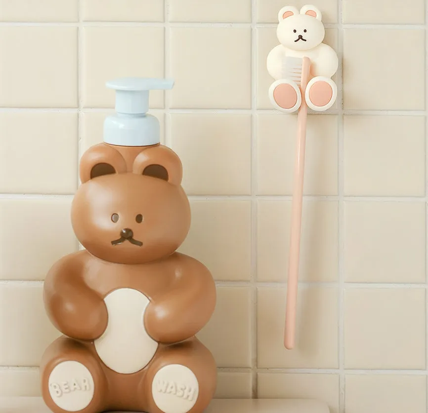 Bear Characters Toothbrushes Holders Teeth Dental Care Tools Bathrooms Racks Silicone