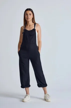 Black Mary-Lou Pocket Dungaree - GOTS Certified Organic Cotton and Linen