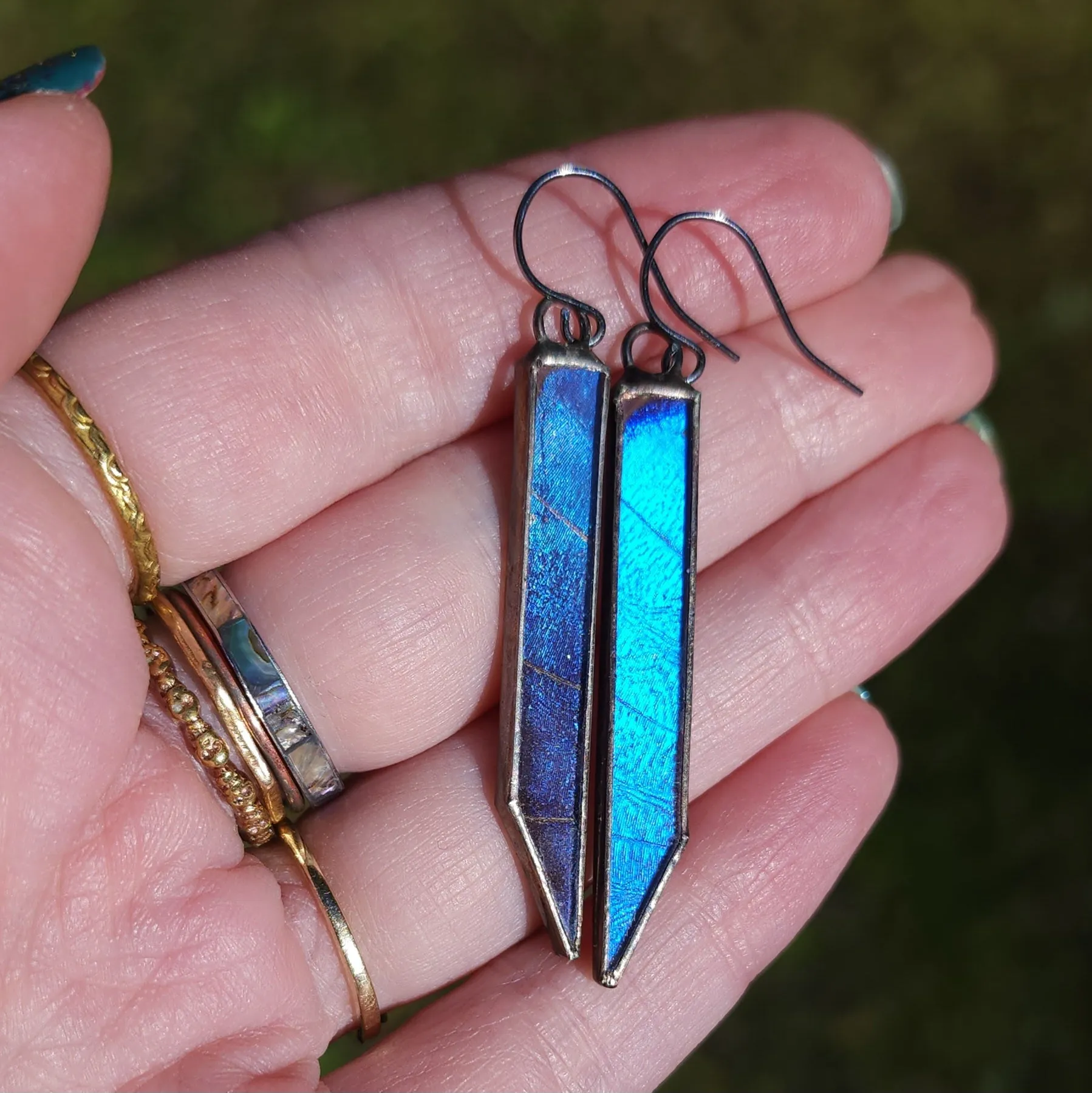 Blue Morpho Bevel Earrings