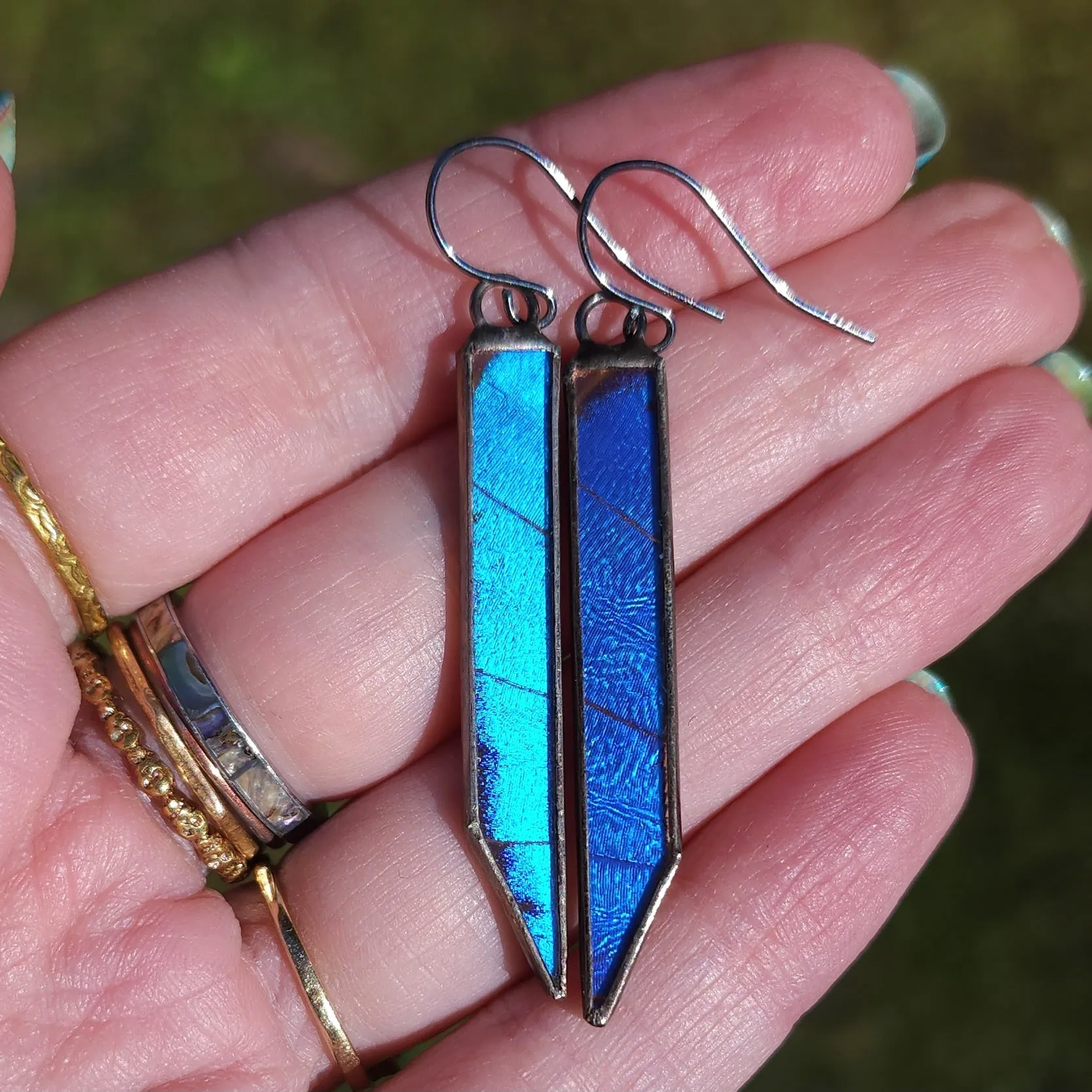 Blue Morpho Bevel Earrings