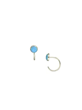 Blue Opal Curved Wire Earrings