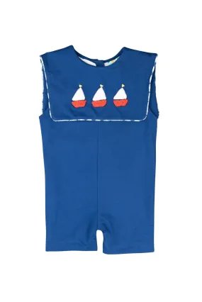 Boys French Knot Sailboat Shortall