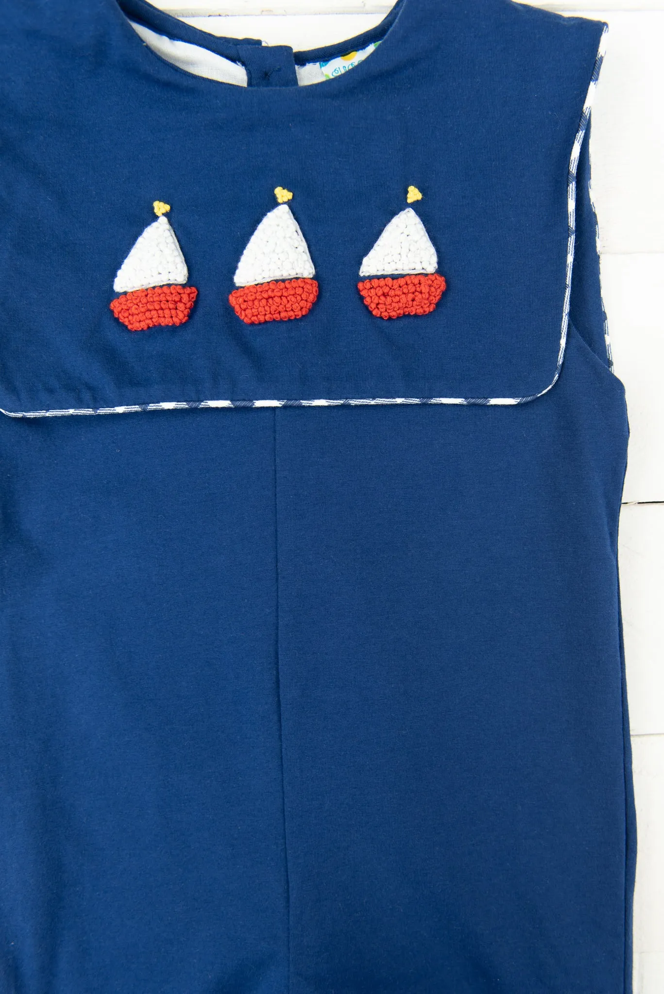 Boys French Knot Sailboat Shortall