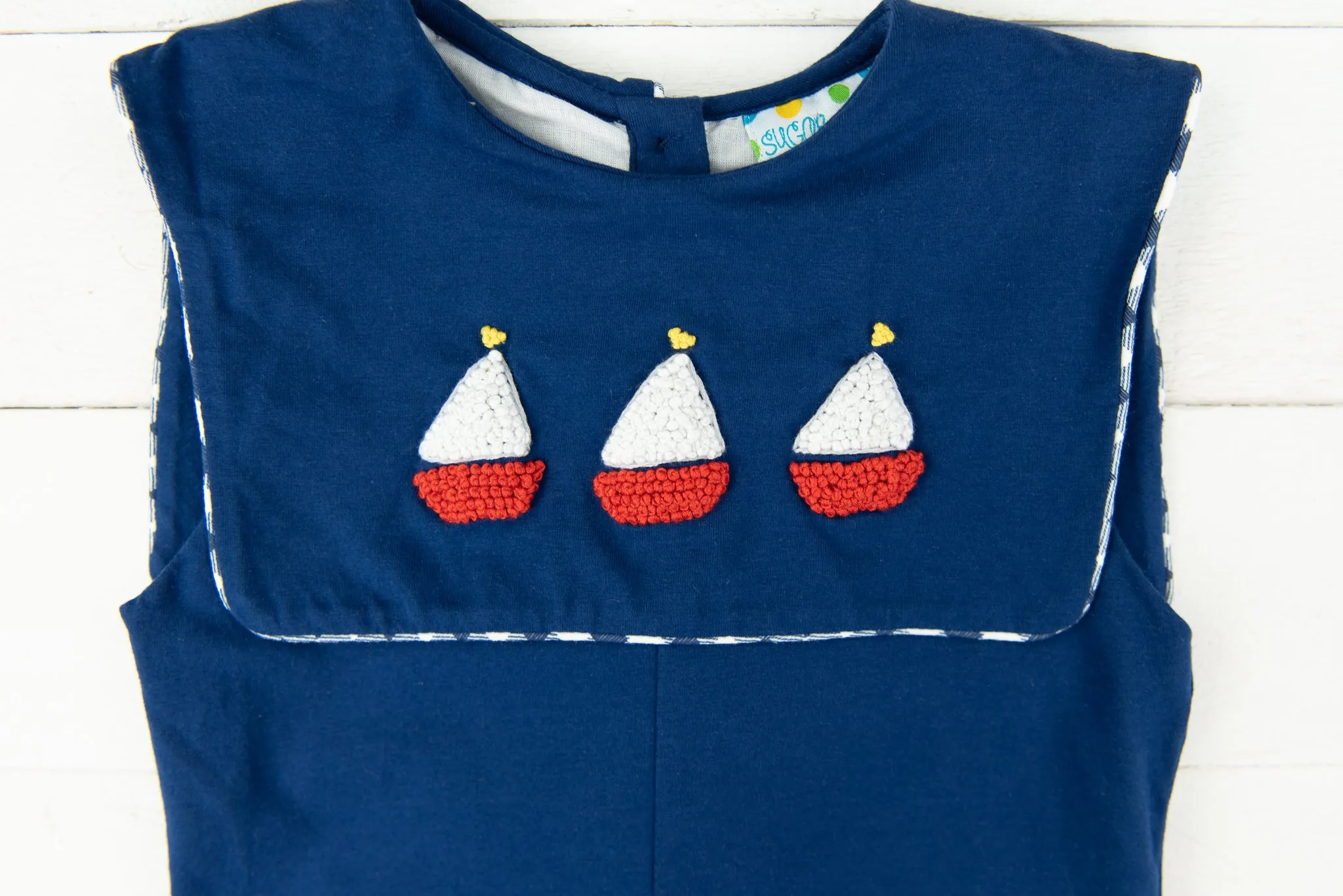 Boys French Knot Sailboat Shortall