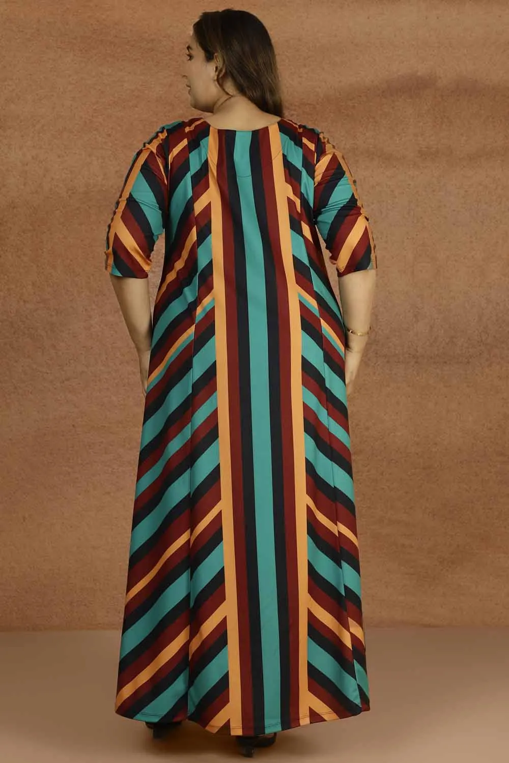 Bright Stripe Plus Size Ombre Dress