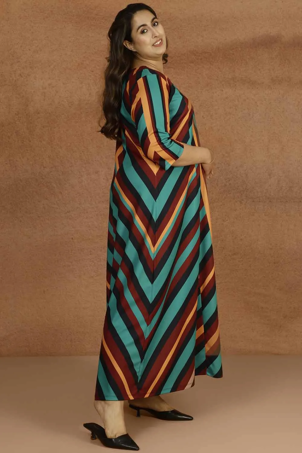 Bright Stripe Plus Size Ombre Dress