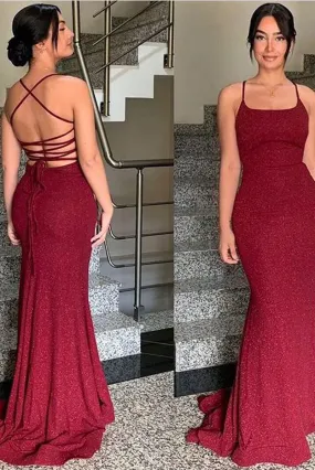 Burgundy mermaid long prom dress, burgundy formal dress