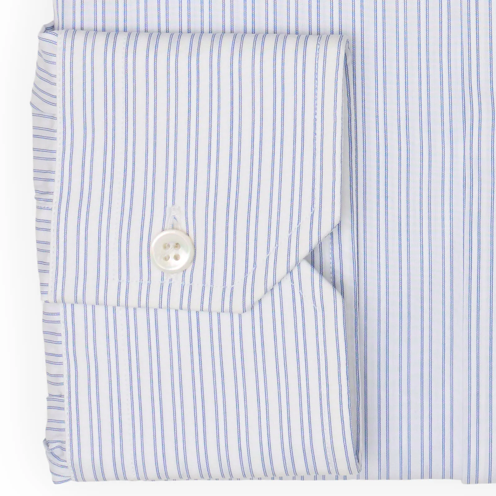 BURINI Luxury Blue Striped Cotton Dress Shirt EU 41 NEW US 16