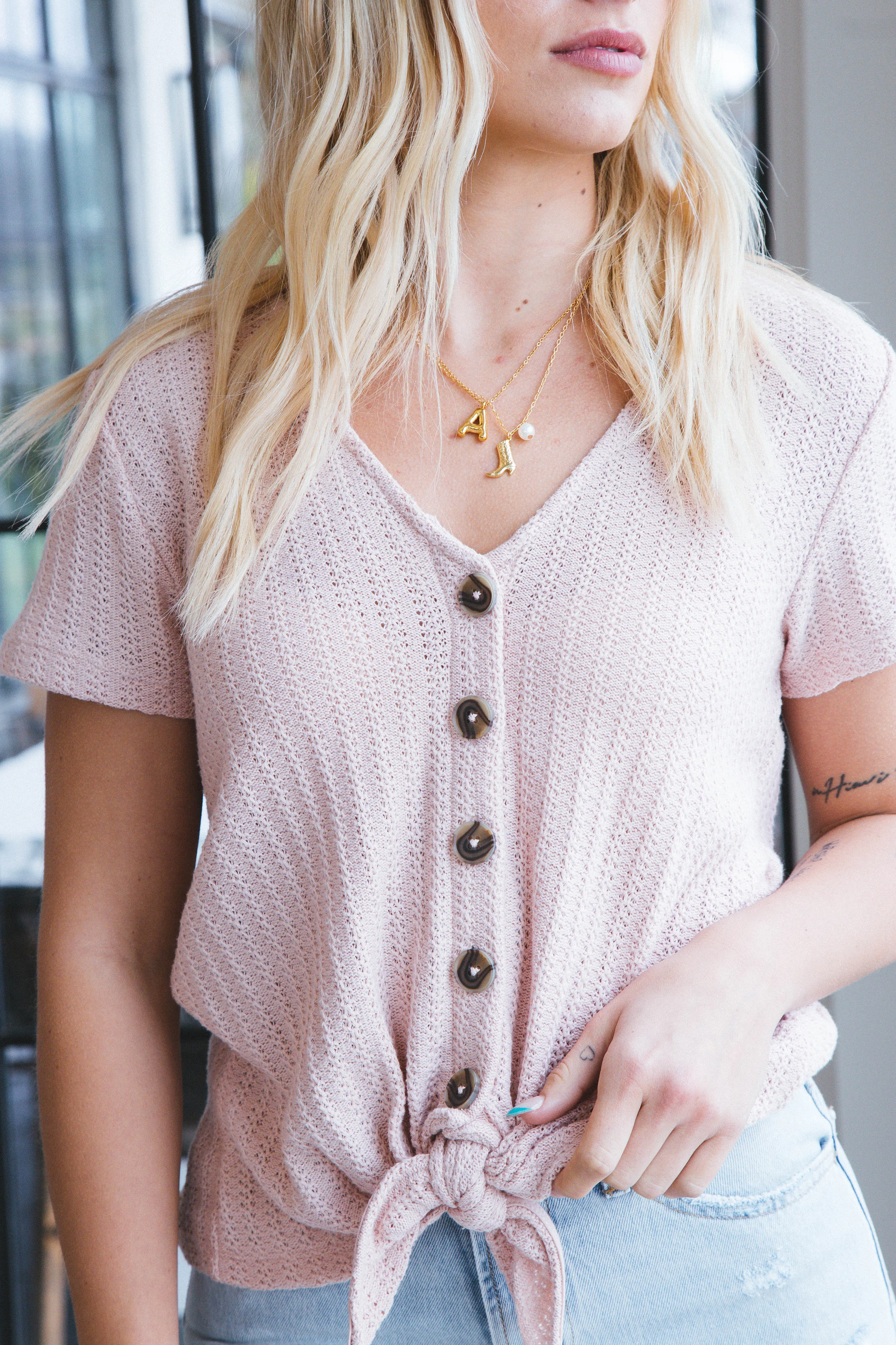 By My Side Tie Tee, Rose Smoke | Sanctuary