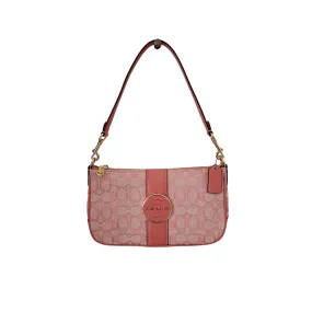 Coach 'Lonnie' Pink Signature Jacquard Baguette | Like New |