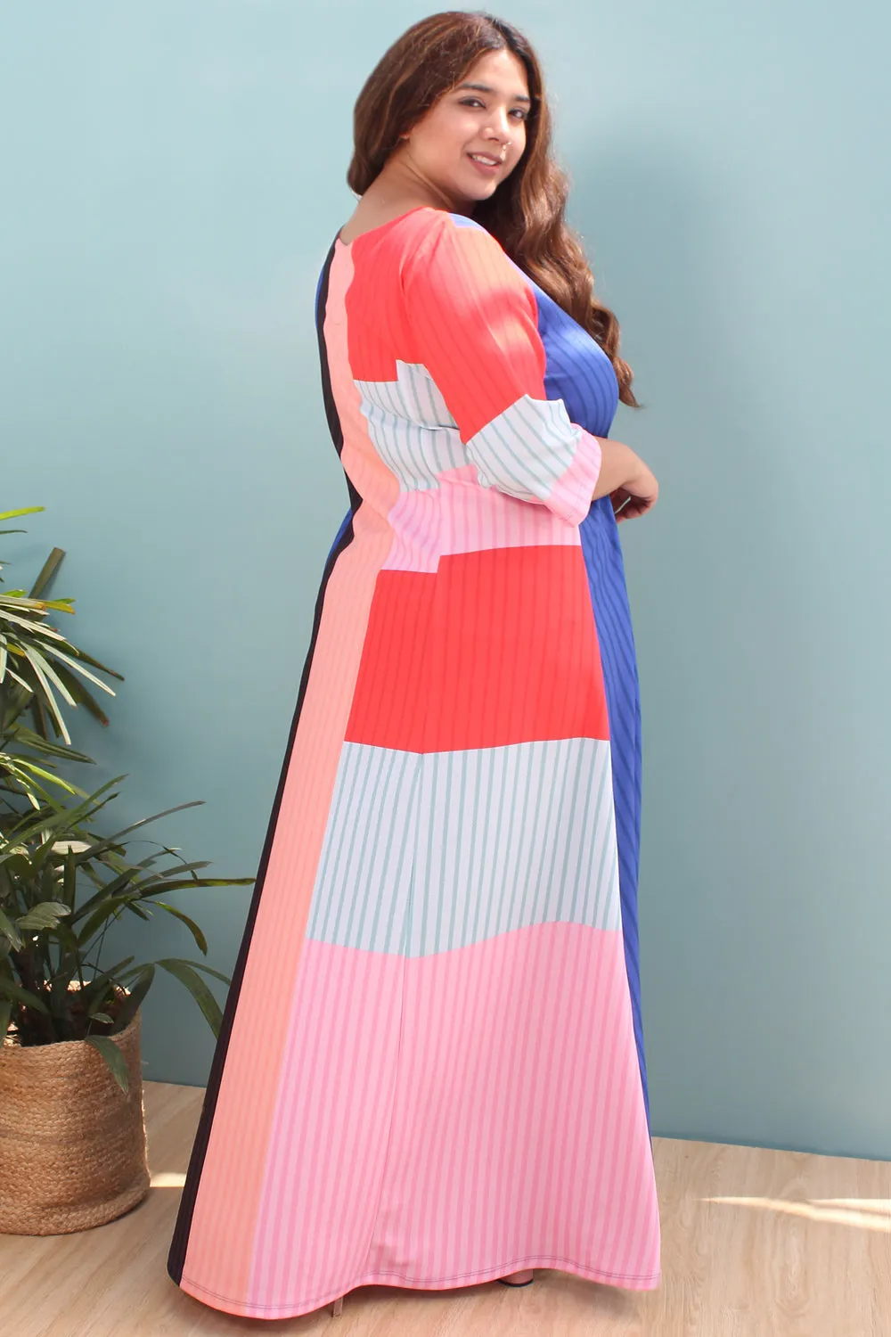 Colour Block Long Dress