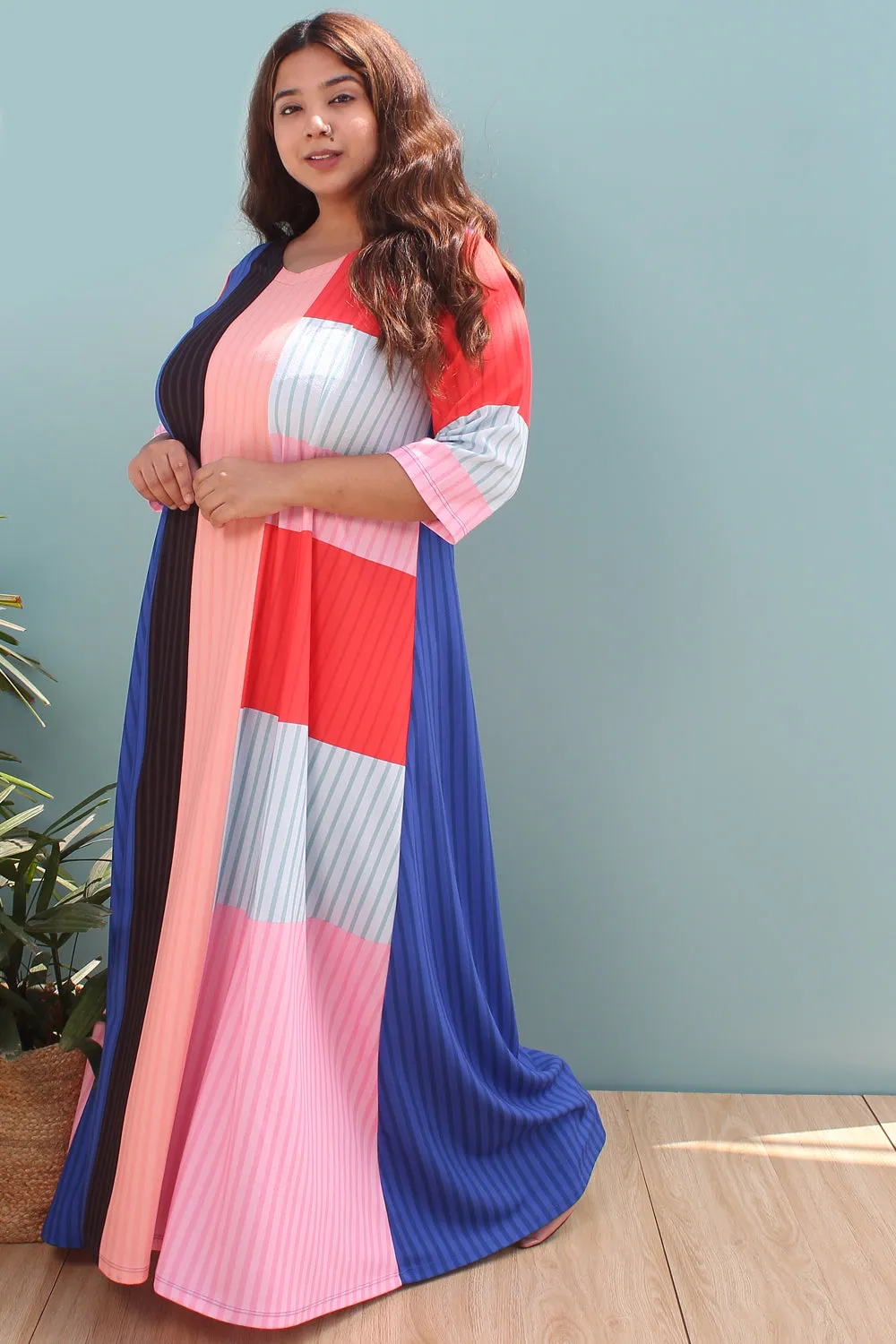 Colour Block Long Dress