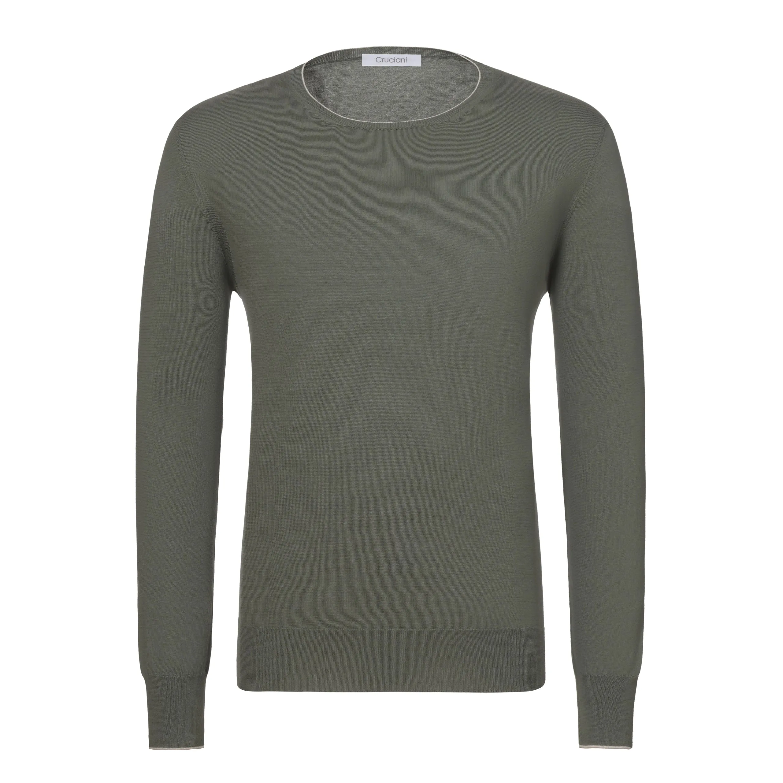 Cotton Crew-Neck Sweater in Green