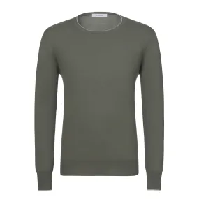 Cotton Crew-Neck Sweater in Green