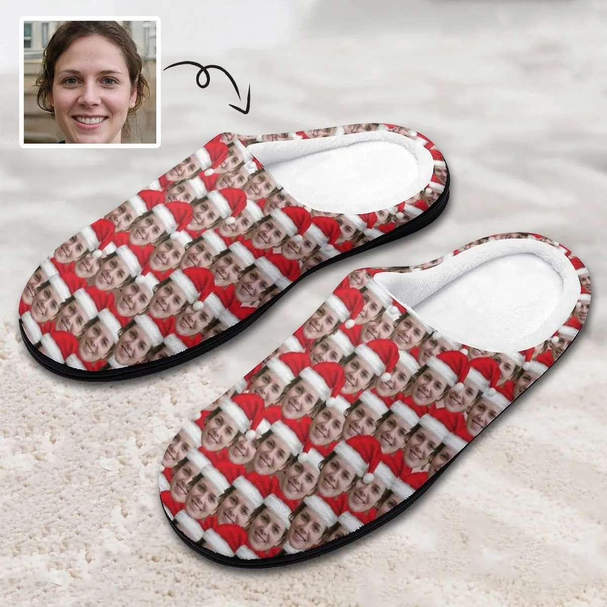 Custom Face Seamless Photo All Over Print Cotton Slippers For Men Women