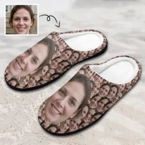 Custom Face Seamless Photo All Over Print Cotton Slippers For Men Women