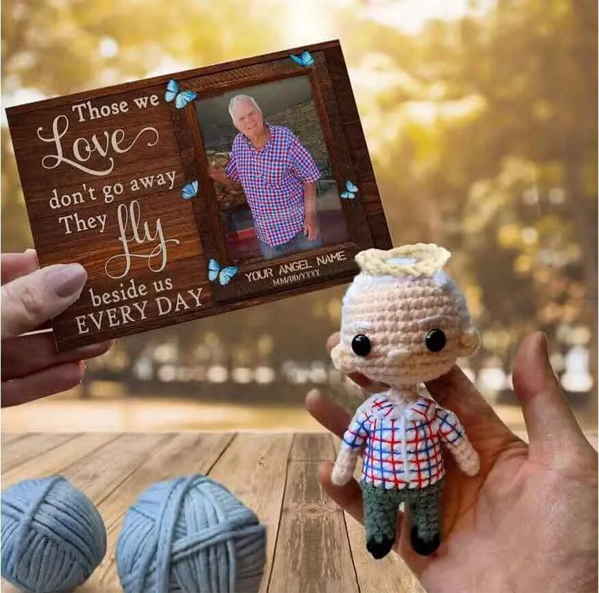 Custom Photo DIY Hand Knitted Doll With Card Personalized Photo Hand Made Doll