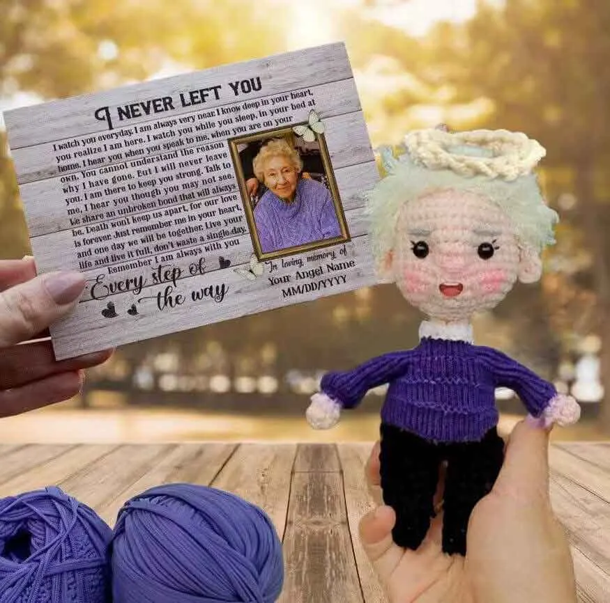 Custom Photo DIY Hand Knitted Doll With Card Personalized Photo Hand Made Doll