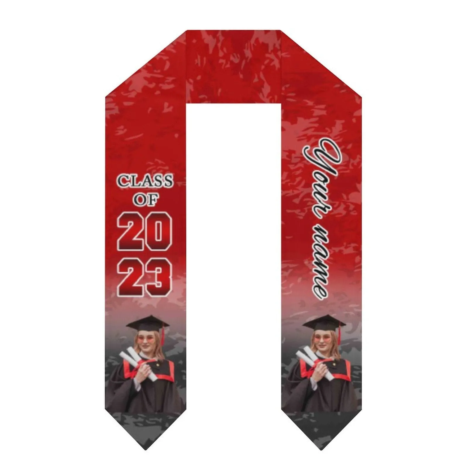 Custom Photo&Name Red Graduation Stoles Sash Class of 2023 Graduation Gift