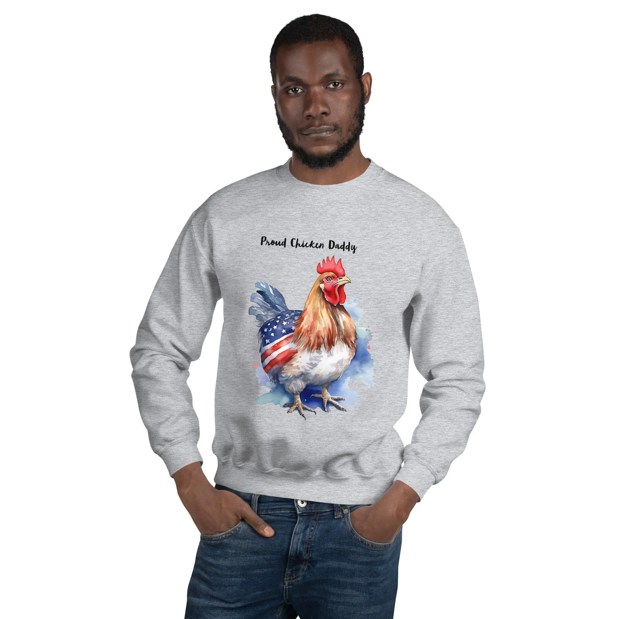 Custom Text Patriotic Chicken Sweatshirt For Daddy Or Mom / Gift For Chicken Owner