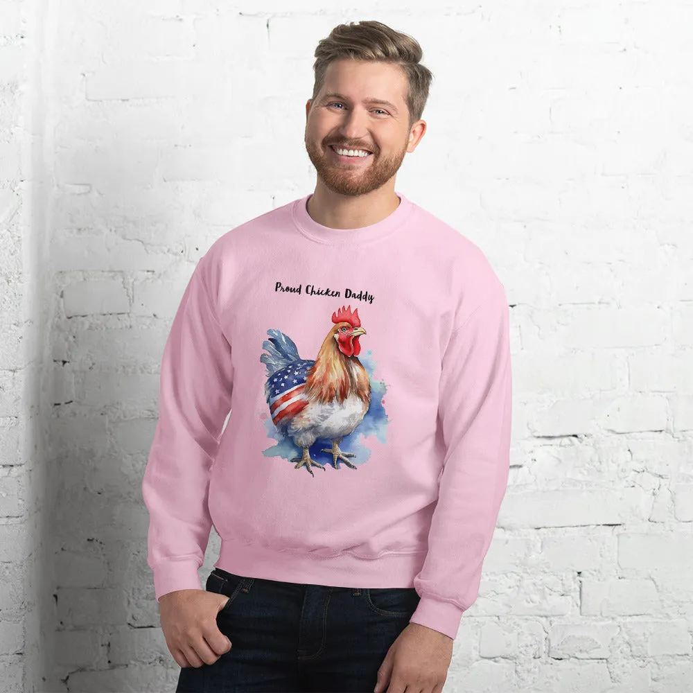 Custom Text Patriotic Chicken Sweatshirt For Daddy Or Mom / Gift For Chicken Owner