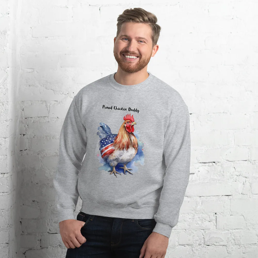 Custom Text Patriotic Chicken Sweatshirt For Daddy Or Mom / Gift For Chicken Owner