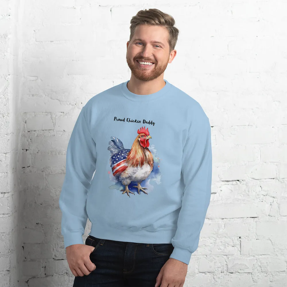 Custom Text Patriotic Chicken Sweatshirt For Daddy Or Mom / Gift For Chicken Owner